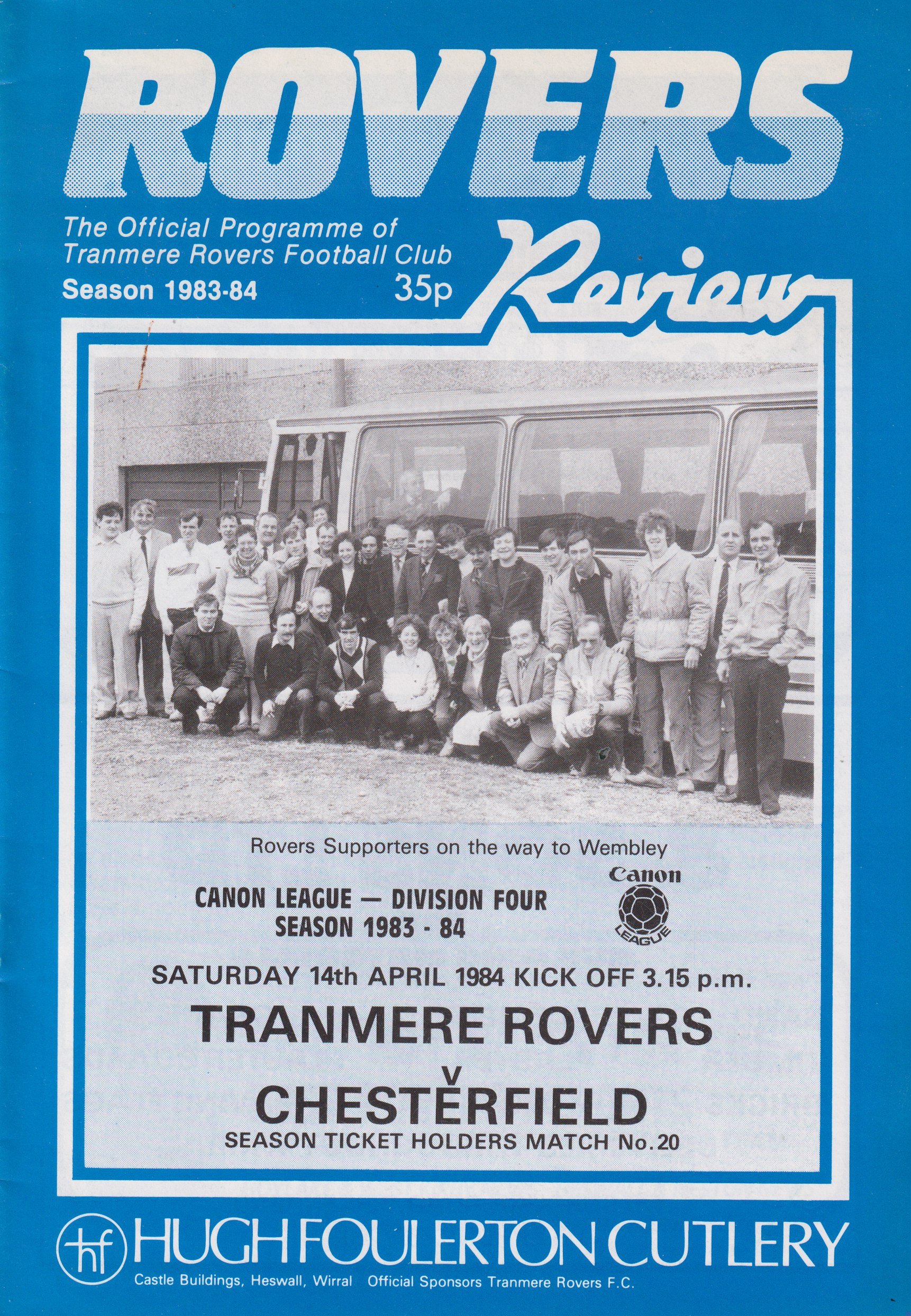 Tranmere Rovers v Chesterfield match programme